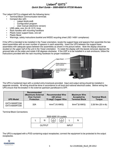 Liebert Gxt3 Rt230 Quick Start Manual Pdf Download Manualslib