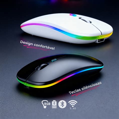 Mouse Sem Fio E Bom - Mouse Sem Fio Bluetooth Recarregavel Ergonômico Rgb Led Silencioso ...