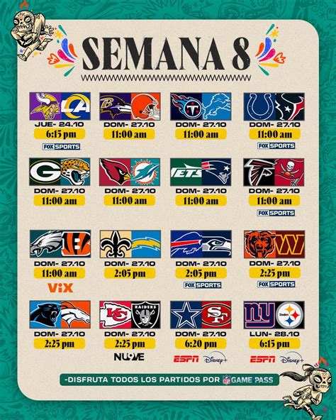 Horarios De La Semana 8 De La Nfl ¿quién Juega Hoy Y Dónde Ver En Vivo