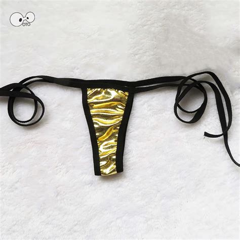 Tanga De Microbikini Brillante Para Mujer Ba Ador Sexy Dorado Y