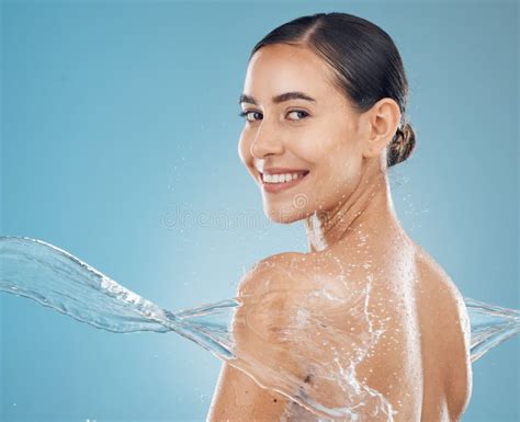 Water Skincare And Face Of A Black Woman In Studio For Health