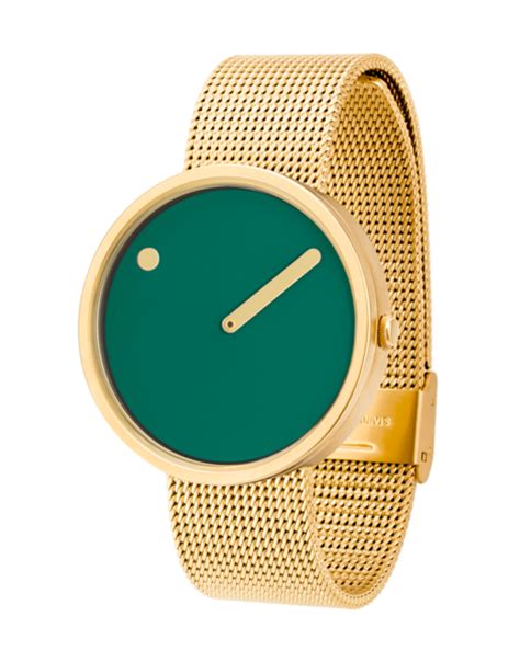 Picto 40 Mm Dusty Green Dial Matt Gold Mesh Band Greenergrassdesign