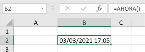 características de la función ahora Funciones de Excel