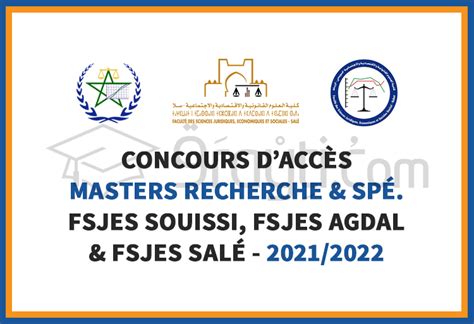 Concours D Acc S Aux Masters Recherche Et Sp Cialis S De Fsjes Souissi