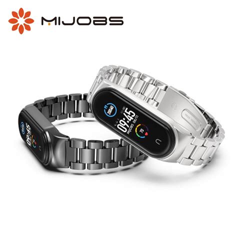 Mijobs Stainless Steel Strap Bracelet For Mi Band Metal Cs Three