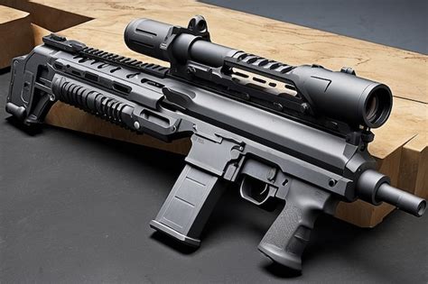 Premium Photo Tactical Shotgun With Breacher Muzzle Device And Rail