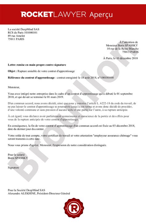 Rupture Du Contrat D Apprentissage D Un Commun Accord