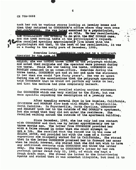 Jeffrey Macdonald Case Justthefacts Helena Stoeckley Fbi File Re Investigative Activity Sep