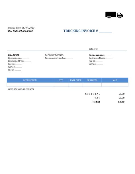 Basic Trucking Invoice Template Uk Word Google Docs