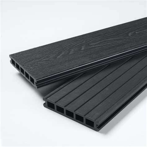 Deep Embossed Midnight Black Composite Decking 36m The Outdoor Look