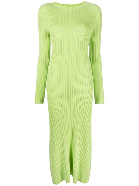 Anna Quan Ribbed Knit Long Sleeve Midi Dress In Gr N Modesens