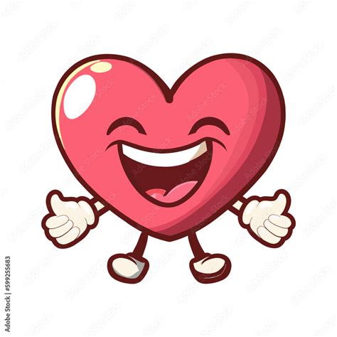 Cartoon character of a heart with a happy face. Cartoon happy human ...