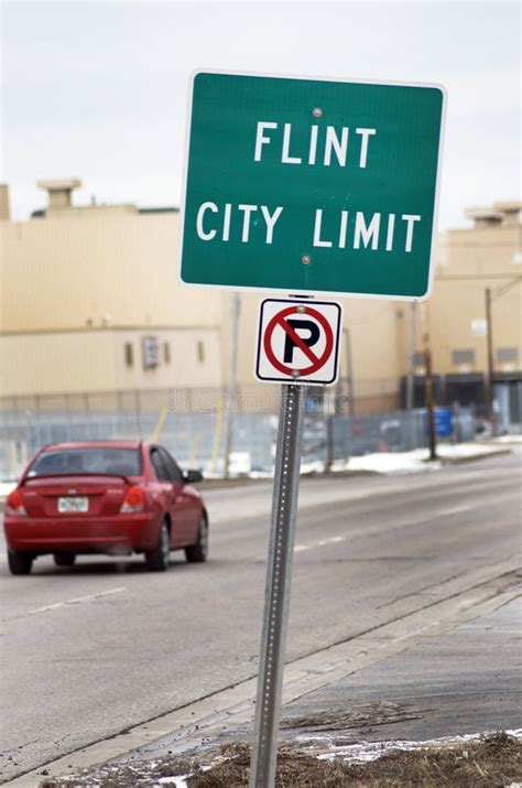 Flint Michigan City Limit Sign Editorial Photography Image Of City