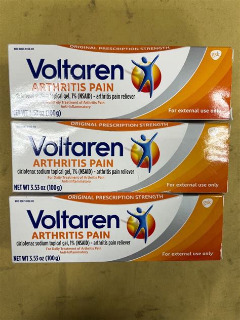 3 New Voltaren Arthritis Pain Reliever Gel 3 53oz Tube Each Box 300671201769 Ebay