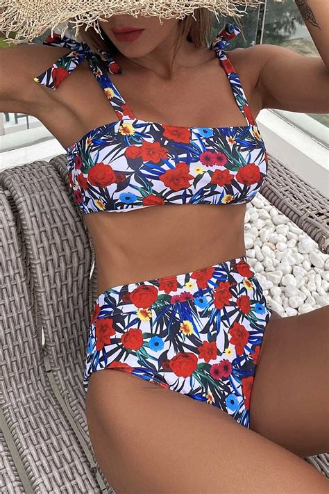 Shein Bikini Con Estampado Floral De Talle Alto Vezia