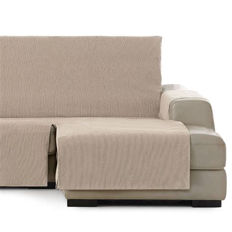 Vipalia Protector Cubre Sofá Chaise Longue Liso Modelo Chenilla Beige