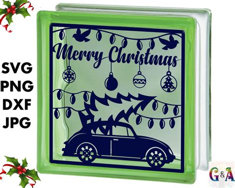 Christmas Glass Block Svg Christmas Scene Cut File For Etsy