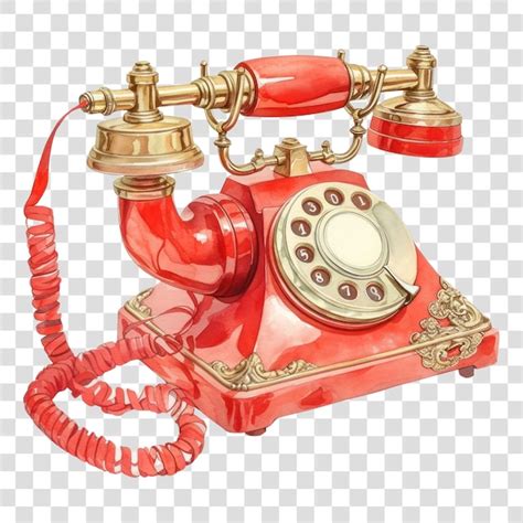 Vintage Red Rotary Dial Telephone Premium Ai Generated Psd