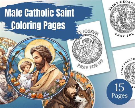 Male Catholic Saint Coloring Pages Catholic Coloring Pages Etsy