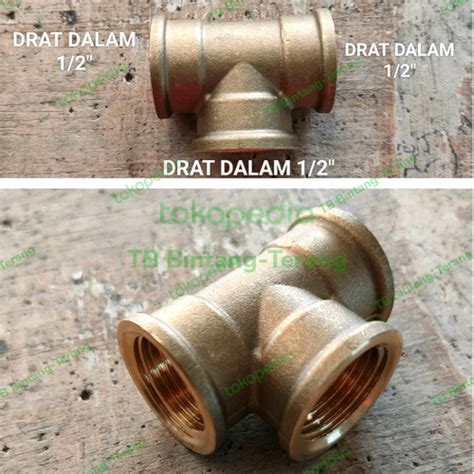 Jual TEE T KUNINGAN DRAT DALAM 1 2 INCH SAMBUNGAN PIPA BESI CABANG TIGA