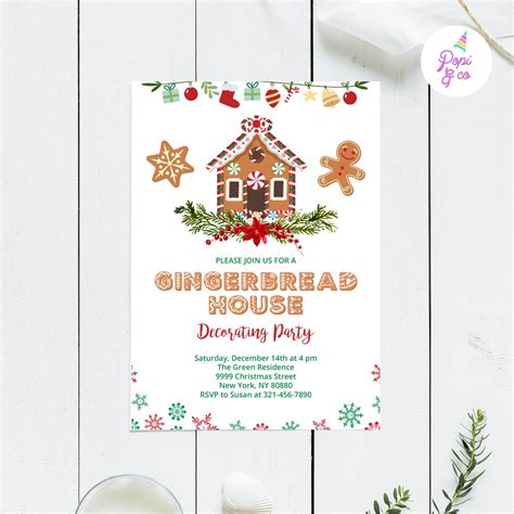 Gingerbread House Party Invitation Printable, Gingerbread Decorating ...