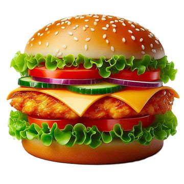 Delicious Burger Chicken Pieces With Lettuce Tomato Slice And Cheese