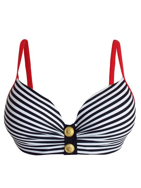 Naturana Naturana Black Padded Wired Nautical Striped Bikini Set