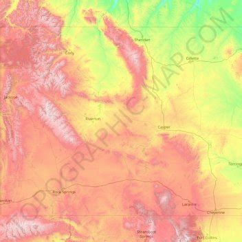 Wyoming topographic map, elevation, relief