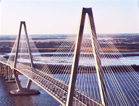 Arthur Ravenel Bridge Aerial View. Photograph by Ashley Knowles