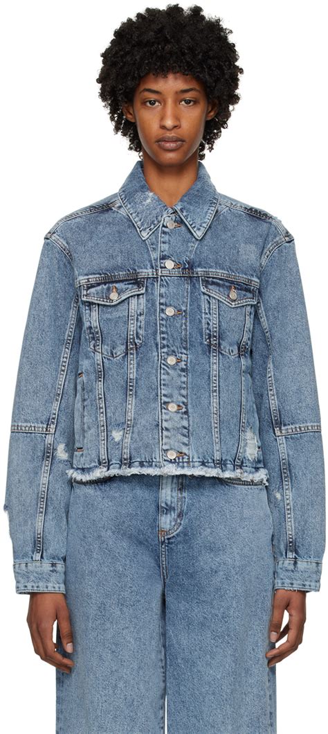 Blue Short Denim Jacket By Han Kjobenhavn On Sale