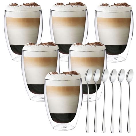 SZKLANKI TERMICZNE DO KAWY MACCHIATO 350 ML ZESTAW 6 SZKLANEK Z