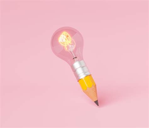 Premium Photo Pencil With Glowing Light Bulb