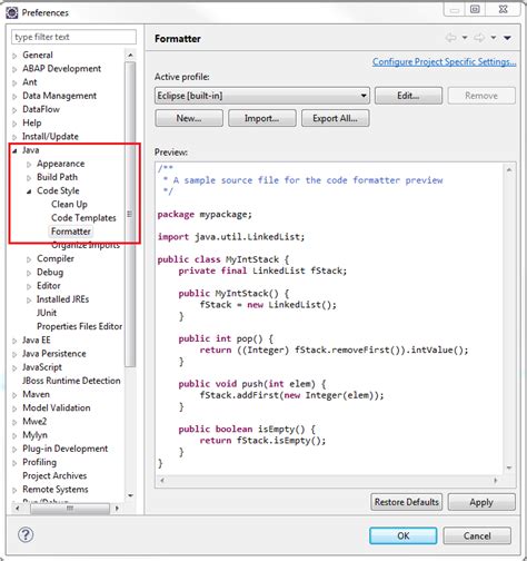 How To Create And Share Eclipse Code Style Formatter