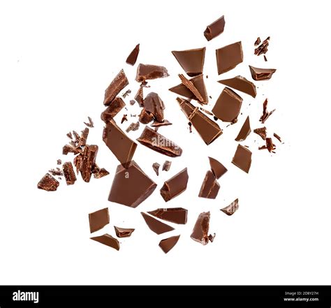 Chocolate Pieces And Shavings Isolated On White Background Chunks Of