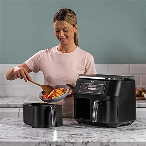 Ninja Foodi Dual Zone Air Fryer Af300uk 2 Drawers 6 Cooking Functions 76l Black Foodwrite