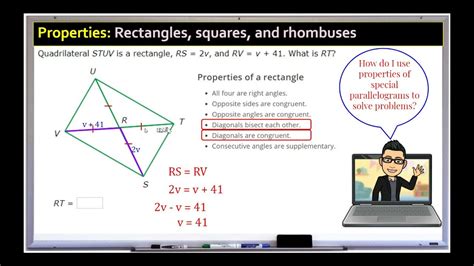 Special Parallelograms Squares Rectangles And Rhombuses Youtube