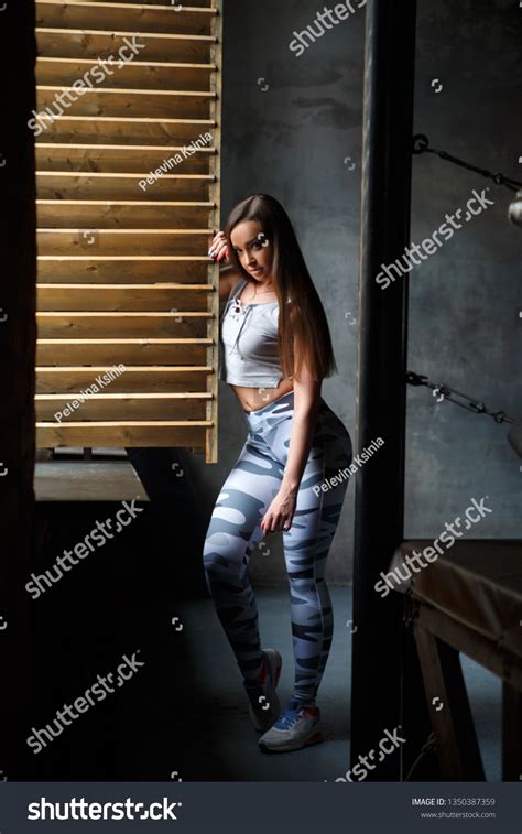 Sexy Slim Brunette Girl Long Hair Stock Photo 1350387359 Shutterstock