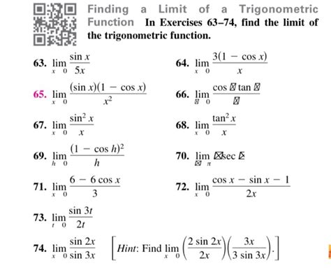 Solved Finding A Limit Of A Trigonometric Function In Chegg