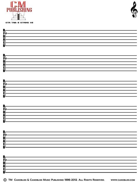 Free Printable Guitar Tablature Paper