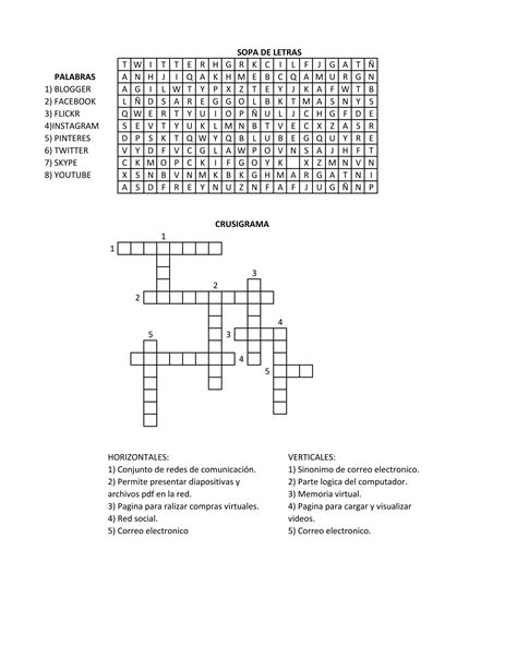 Sopa De Letras Y Crucigrama Sobre Tic Pdf