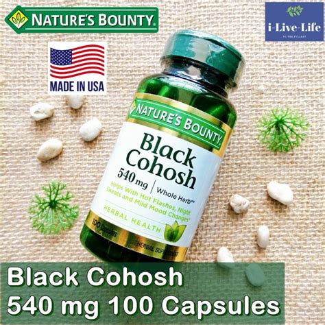 สารสกัดจากรากแบลกโคฮอช Black Cohosh 540mg 100 Capsules Natures