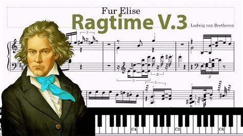 Für Elise Ragtime V 3 Piano Beethoven Tutorial Piano Sheets Score