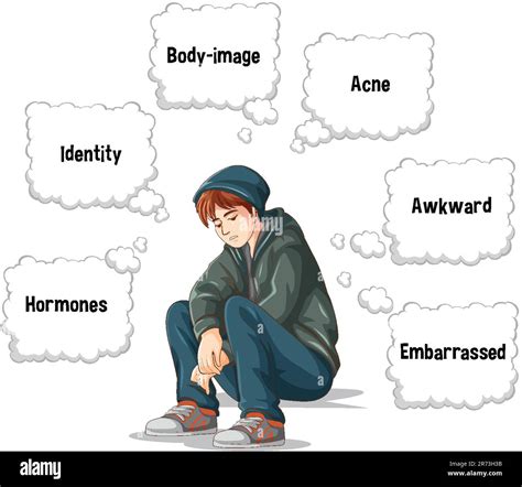 Adolescente con ilustración de cambios emocionales y físicos Imagen