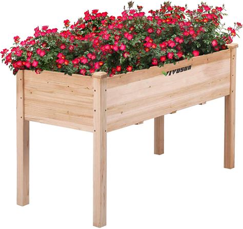 Amazon Vivosun Wooden Raised Garden Bed Elevated Planter Box For