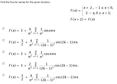 Solved Find The Fourier Series For The Given Function F X