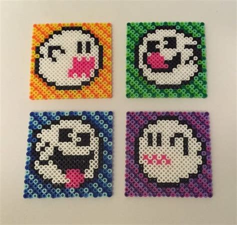 Super Mario World Boo Perler Bead Coasters And Optional Nes Controller Holder Perler Beads