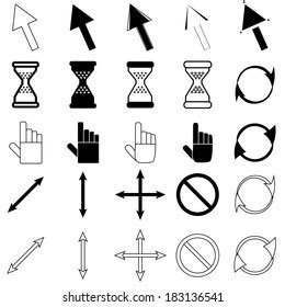 Set Cursors Icons Mouse Hand Arrow Stock Vector Royalty Free