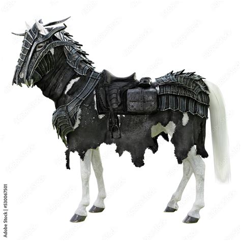 Side View Of A Posing Armored White War Horse On A Transparent Png