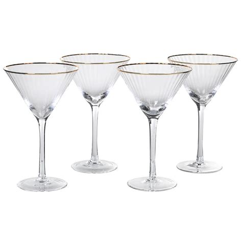 Set Of 4 Gold Rim Gin Glass — Eatonandboru