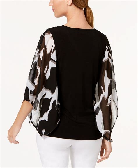 Jm Collection Studded Chiffon Sleeve Top Created For Macys And Reviews